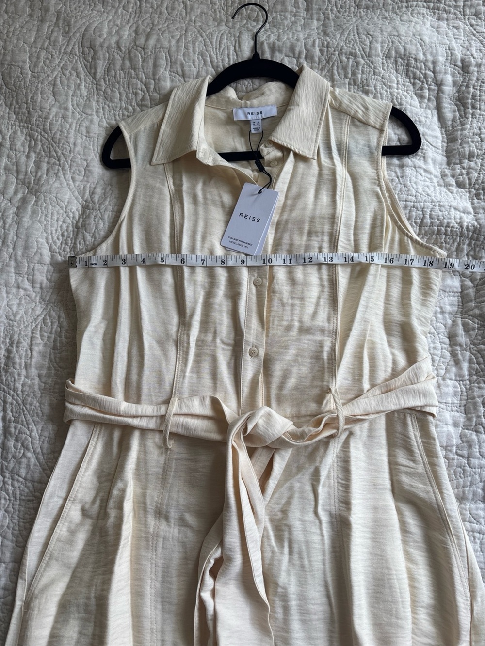 NWT Reiss Morgan Sleeveless Midi Shirt Dress Size 8 Cream - Picture 9 of 12